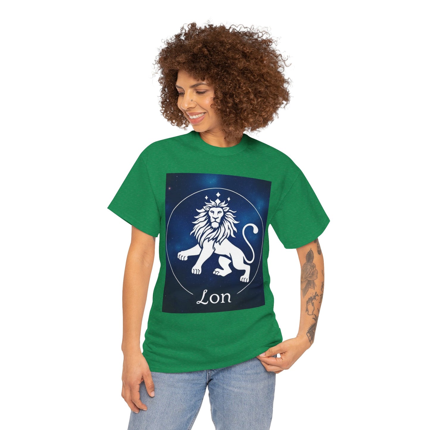 Unisex Heavy Cotton T-Shirt, Space Lion, Leo Zodiac Design
