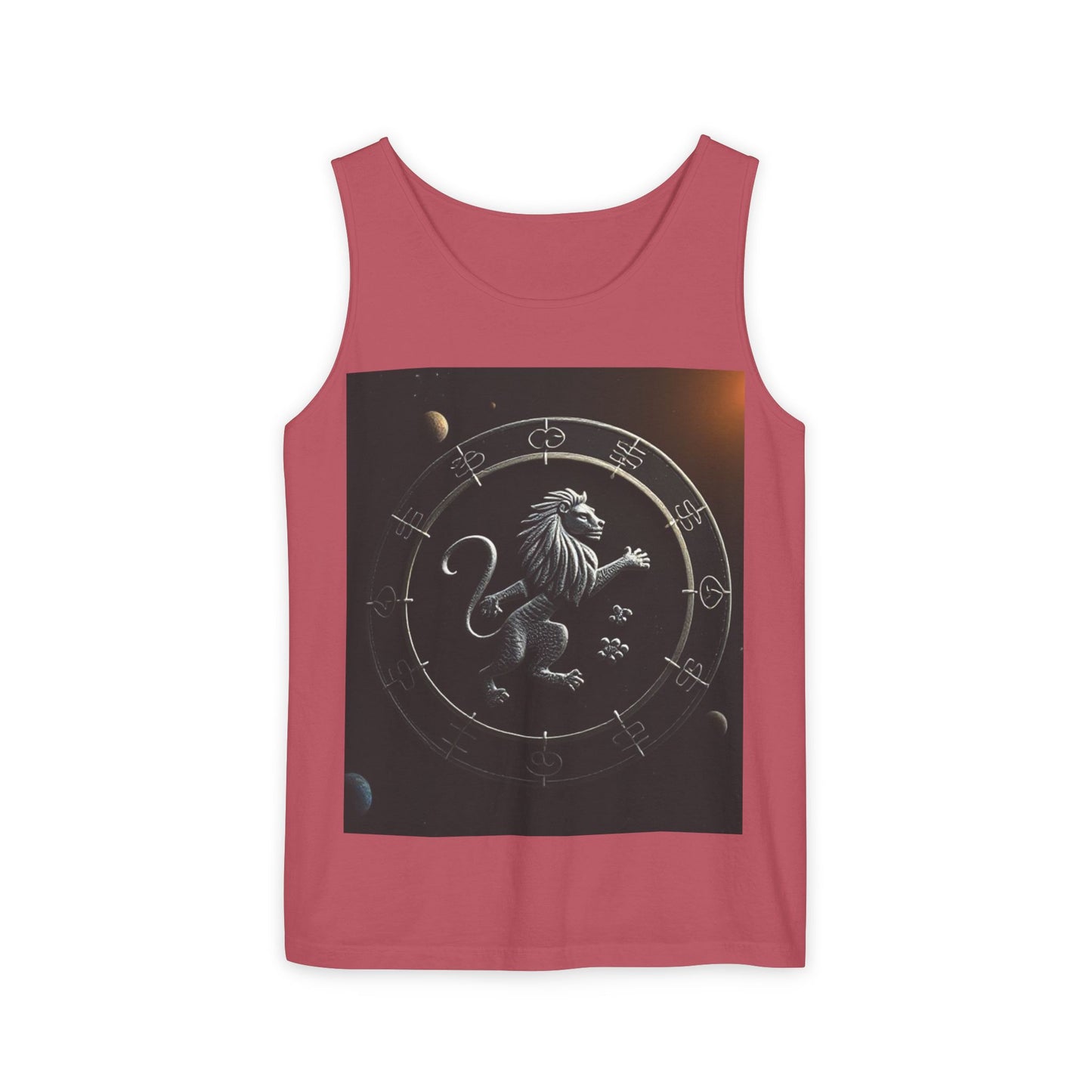 Unisex Garment-Dyed, Tank Top, Leo Design, Space Animal, 100% US cotton