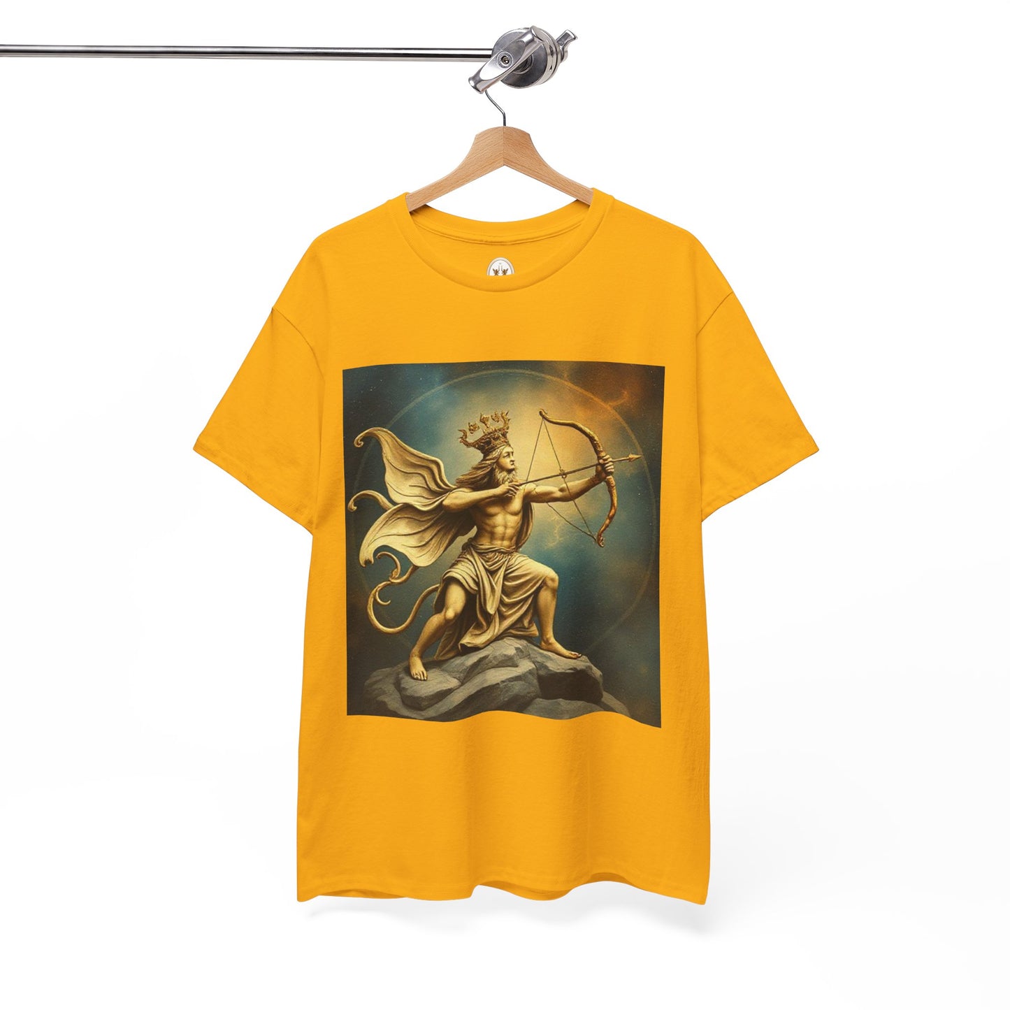 Unisex Heavy Cotton T-Shirt, Sagittarius King, Bow & Arrow v1, Zodiac Design