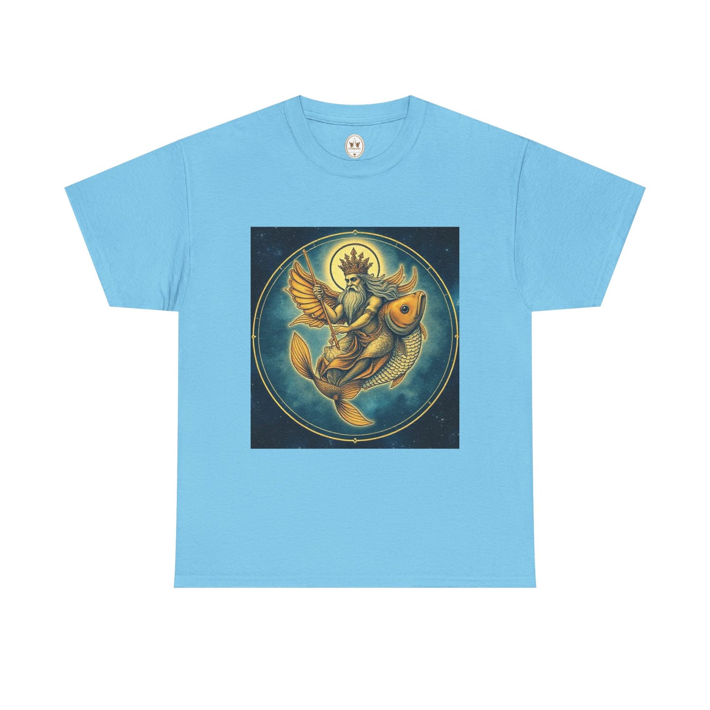 Unisex Heavy Cotton T-Shirt, Pisces King v1, Zodiac Design