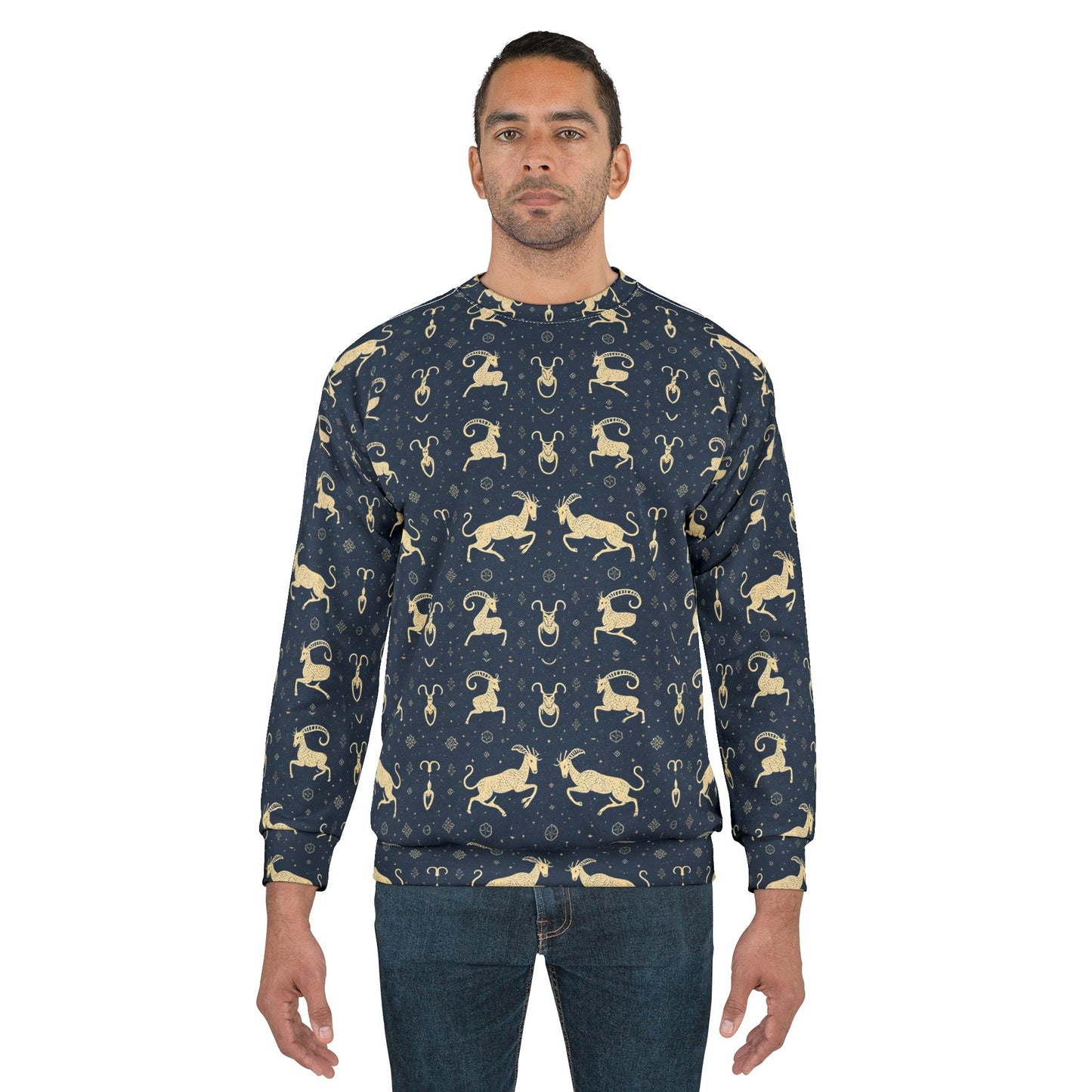 Unisex Sweatshirt, Zodiac Design, Pattern, Capricorn, AOP