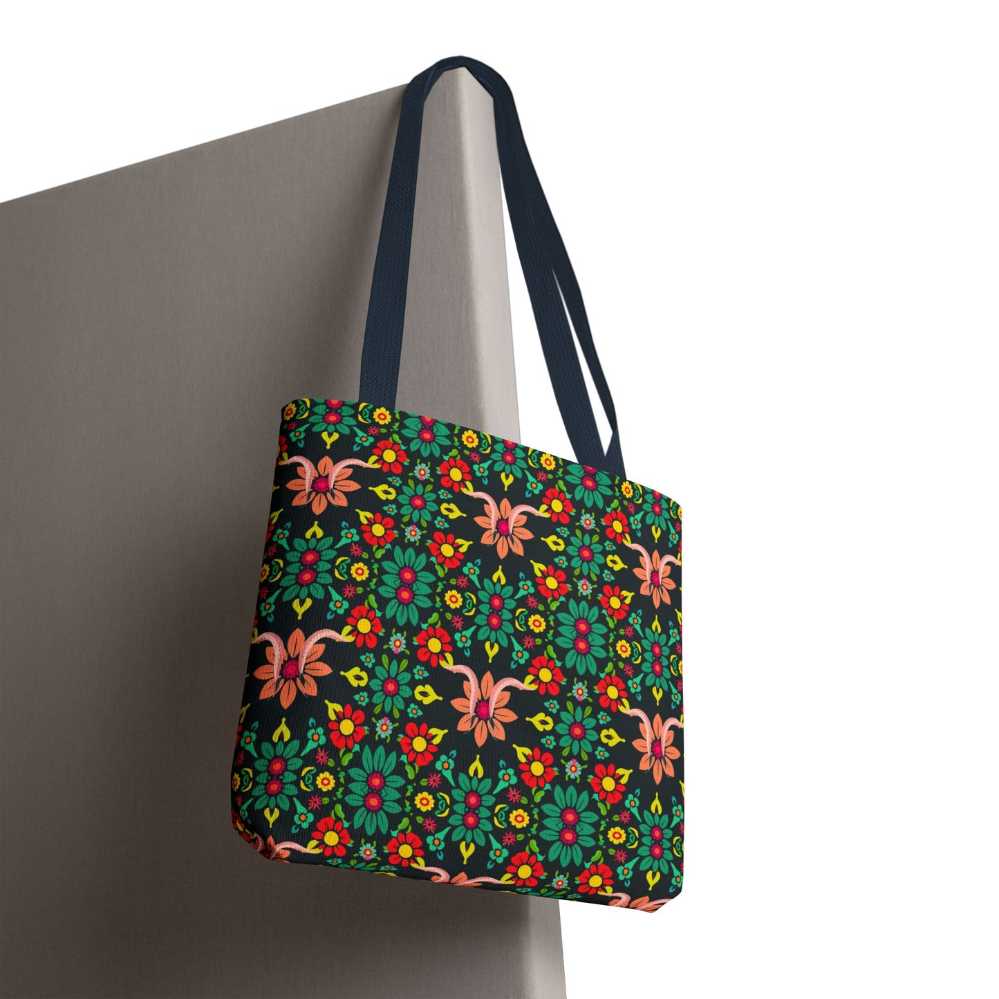 Tote Bag, (AOP), Aquarius, Zodiac v1, Flower Pattern