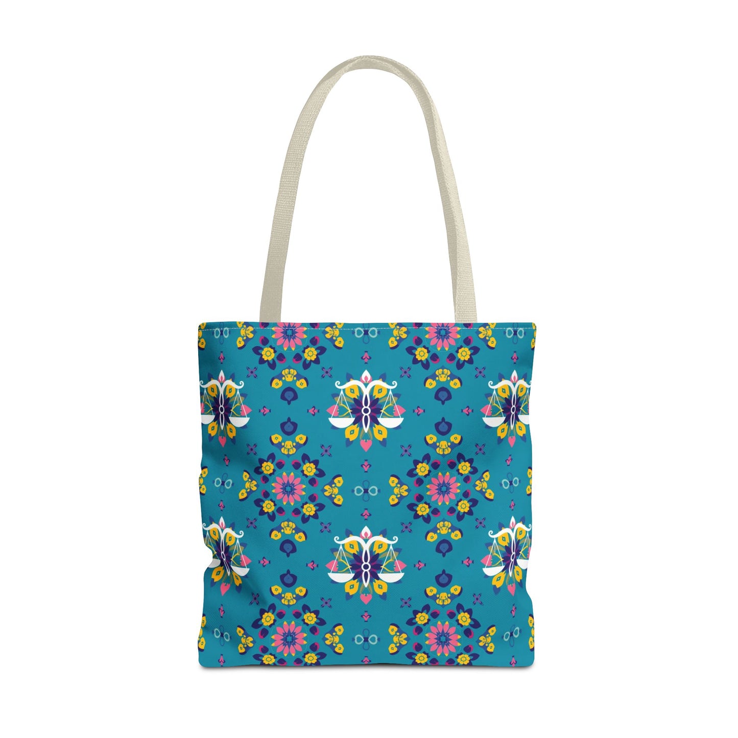 Tote Bag (AOP), Libra, Zodiac v1, Flower Pattern