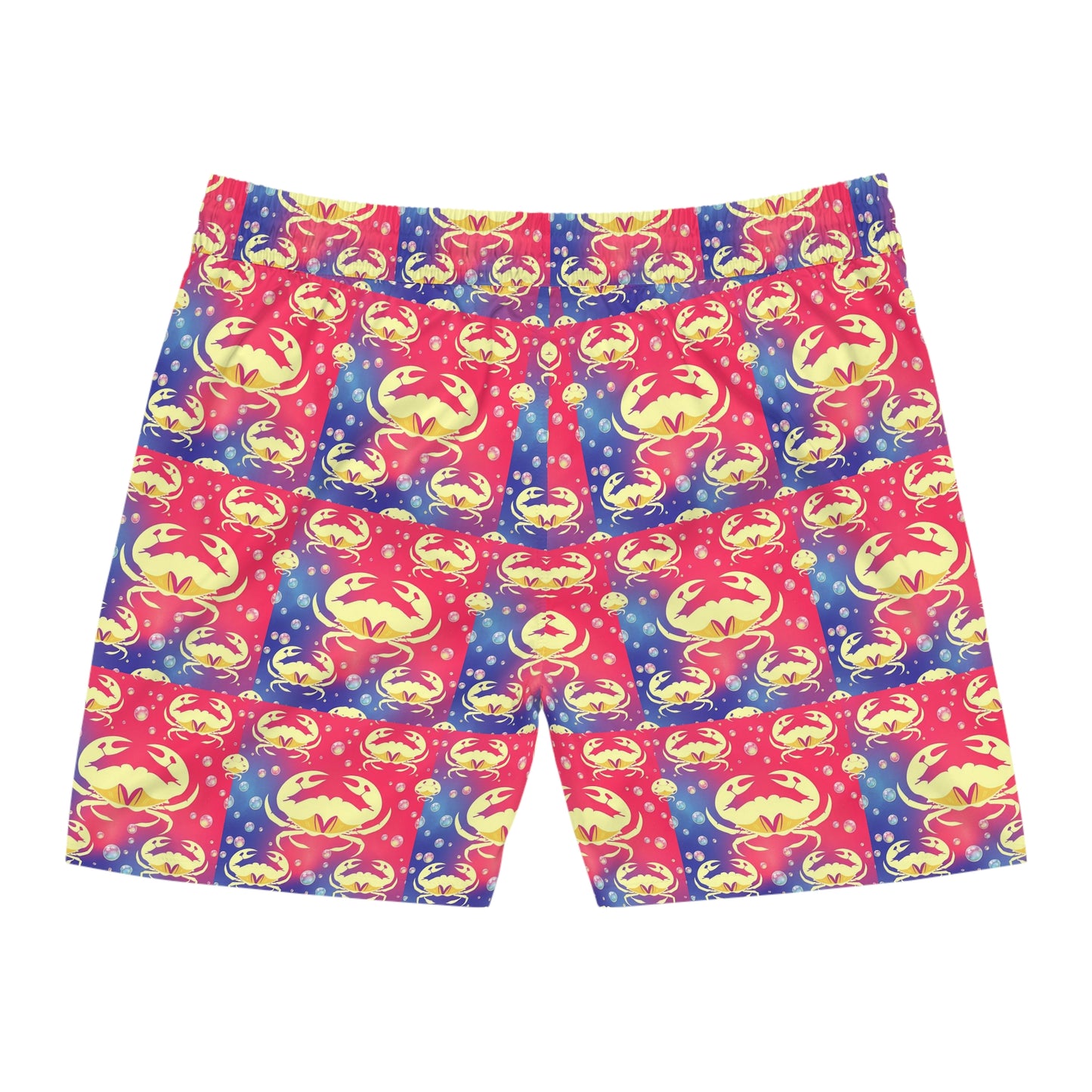 Men's Mid-Length Swim Shorts, (AOP), Cancer, Zodiac v1, Bubble Pattern