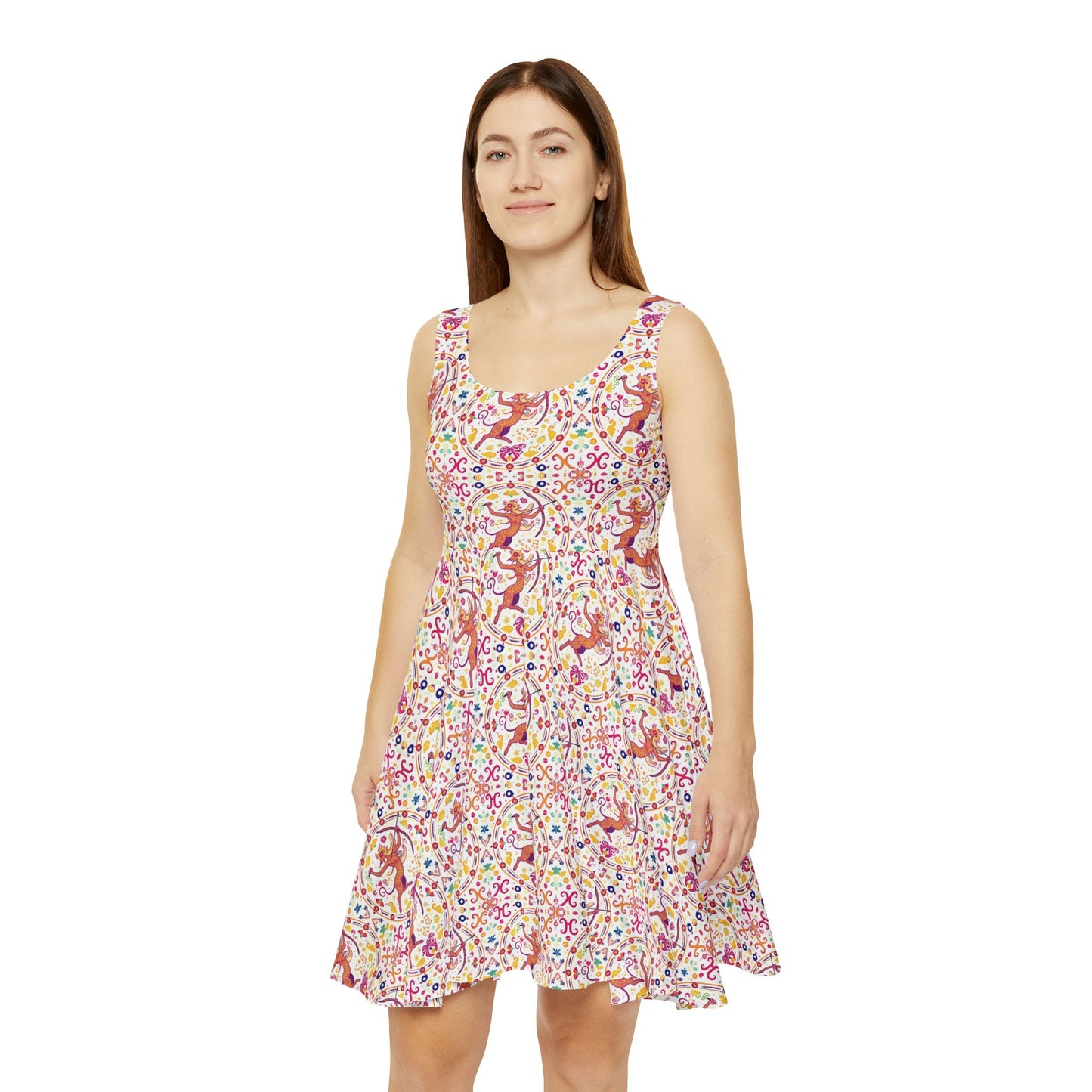 Women's Skater Dress, AOP, Zodiac v1, Sagittarius, Pattern