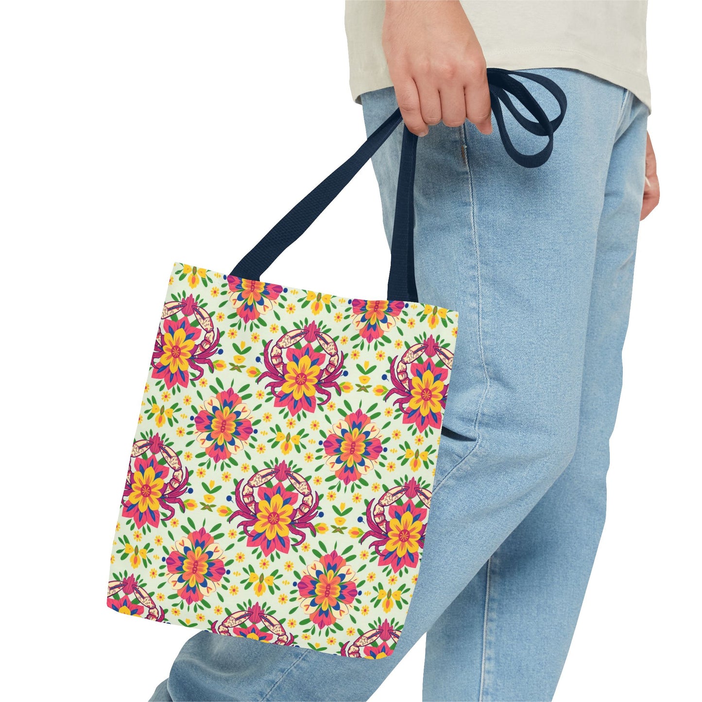 Tote Bag (AOP), Cancer, Zodiac v1, Flower Pattern