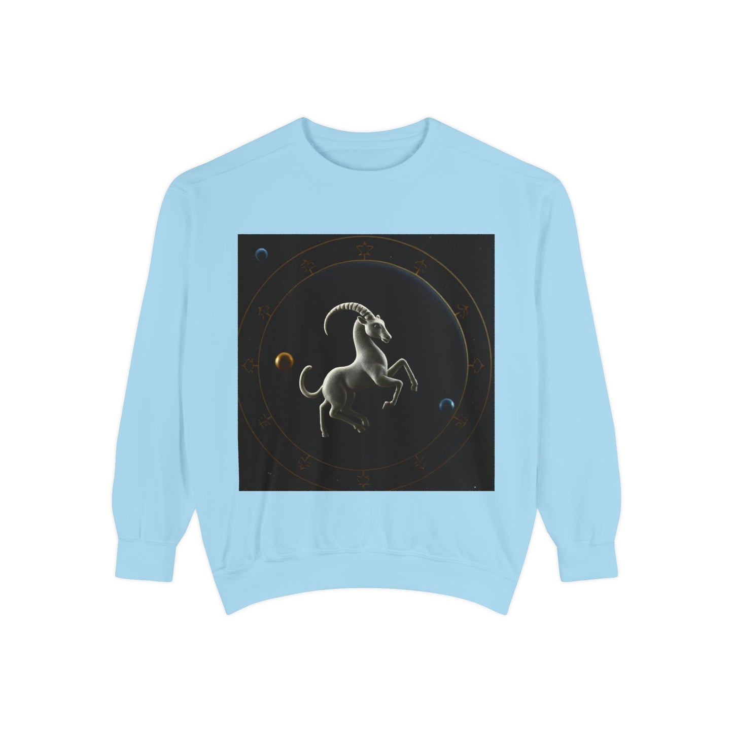 Garment-Dyed Sweatshirt, Unisex, Space Animal Design v1, Capricorn