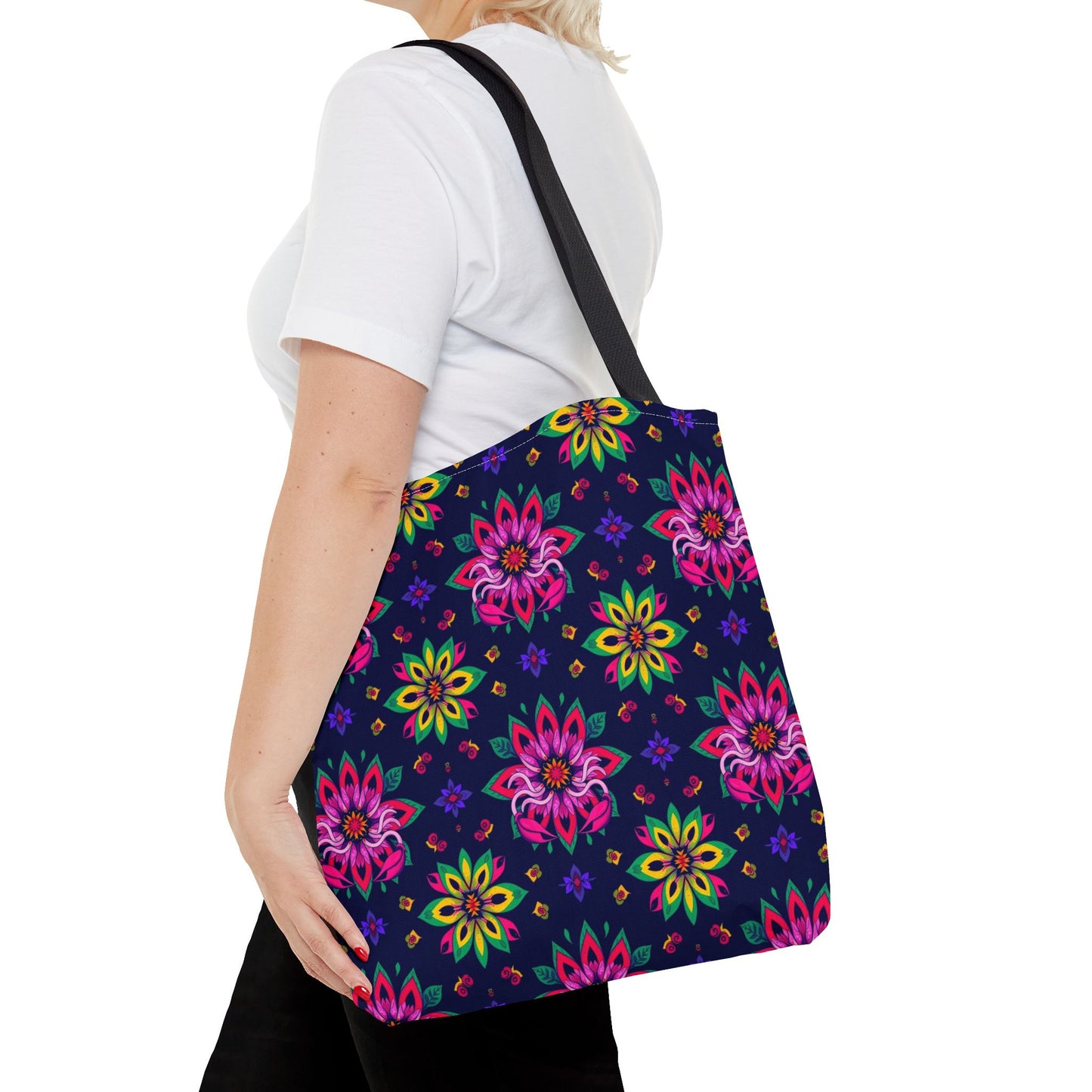 Tote Bag (AOP), Scorpio, Zodiac v2, Flower Pattern