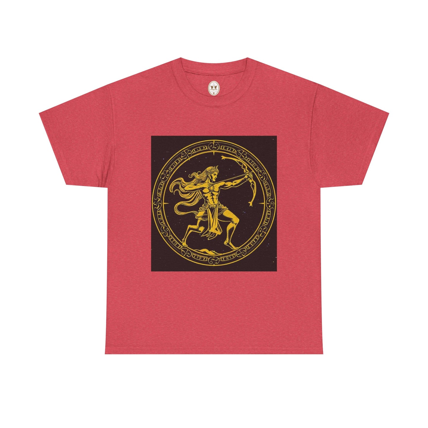 Unisex Heavy Cotton T-Shirt, Mythical Faun/Satyr v1, Sagittarius Zodiac Design