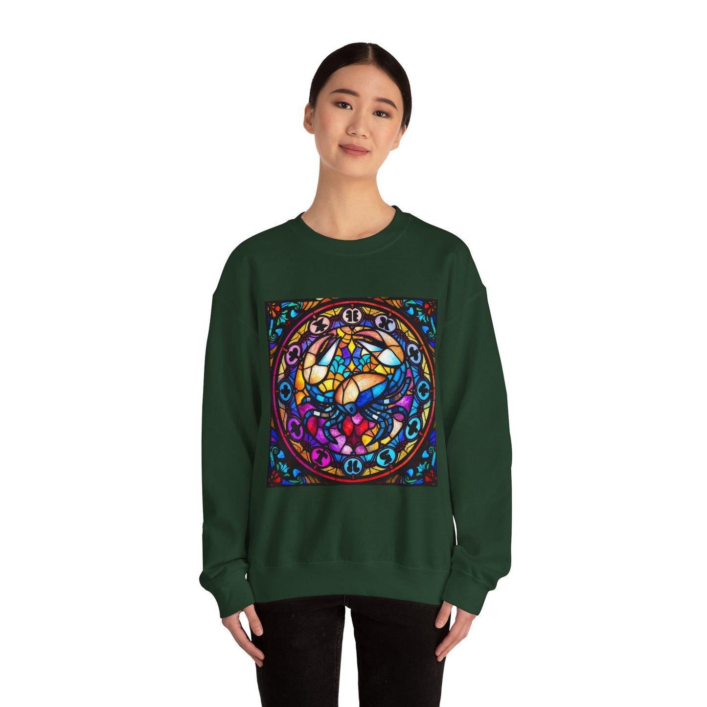 Unisex Heavy Blend™ Crewneck Sweatshirt, Glass, Cancer Zodiac Design