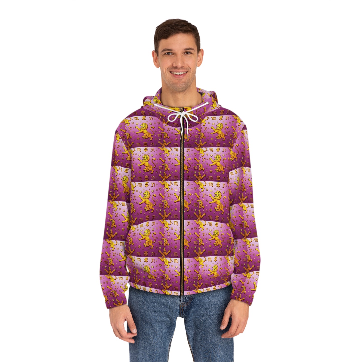 Full-Zip Hoodie (AOP), Leo, Zodiac v1, Pattern