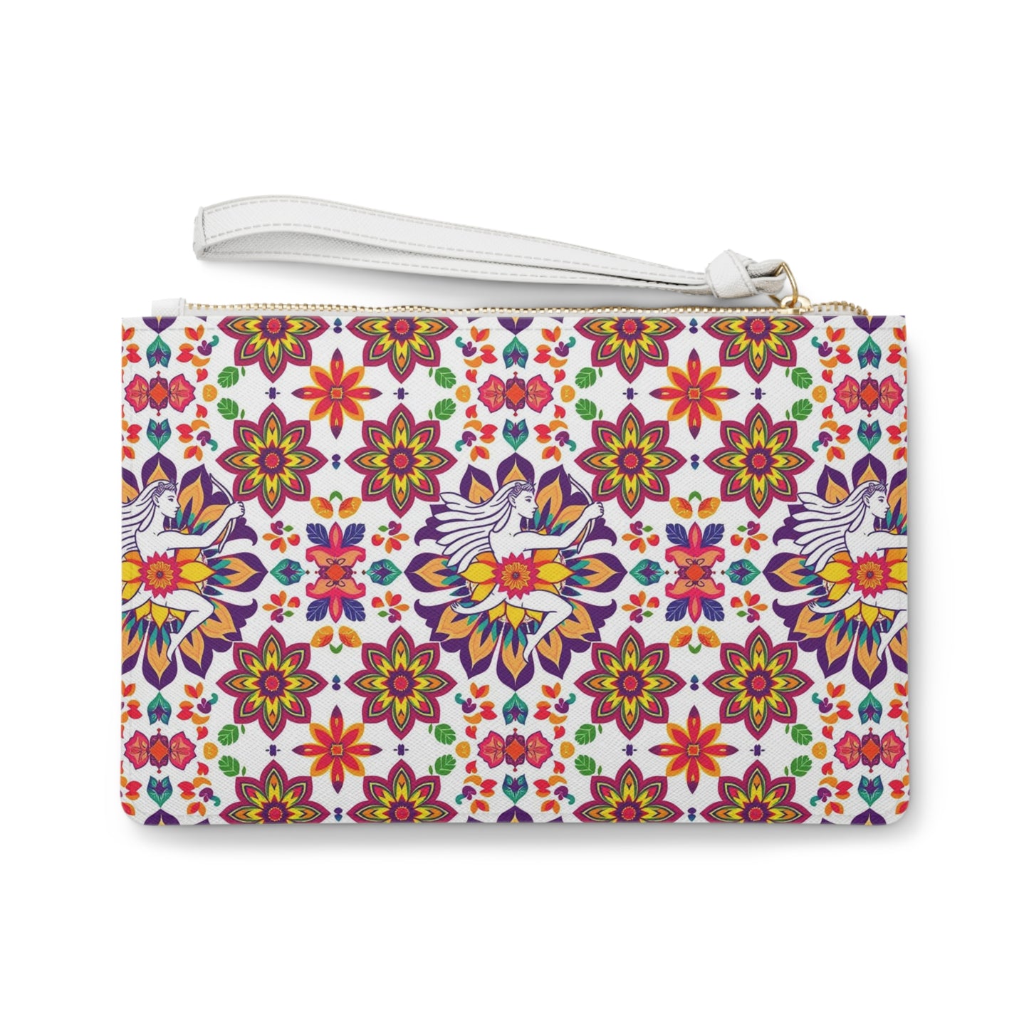 Clutch Bag, Sagittarius, Zodiac v2, Flower Pattern