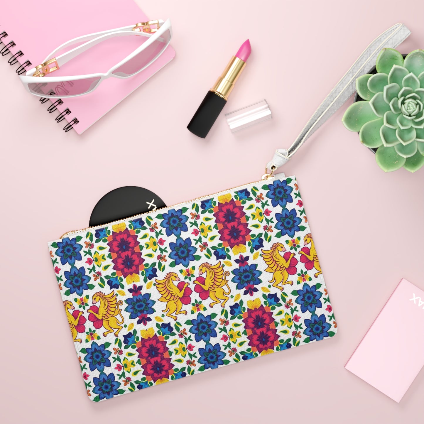 Clutch Bag, Gemini, Zodiac v4, Flower Pattern