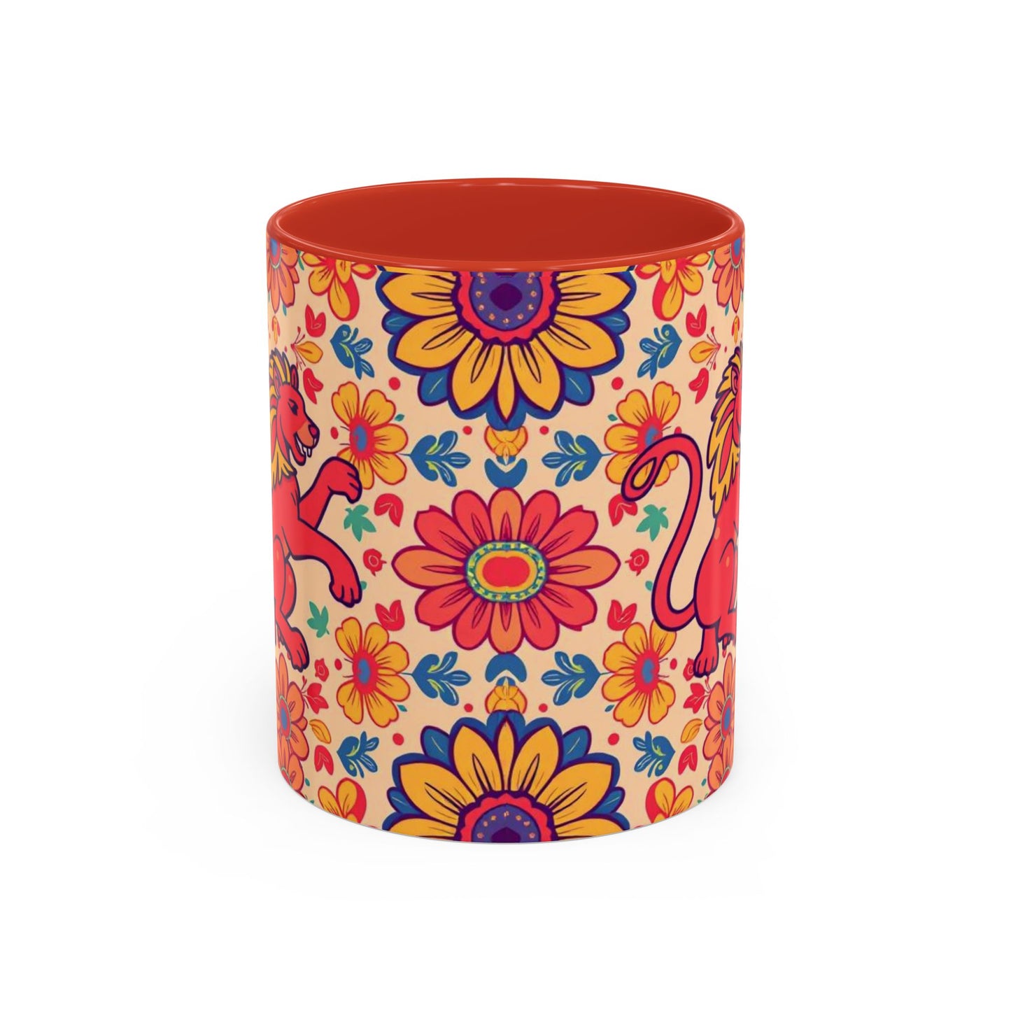 Accent Coffee Mug, Leo, Zodiac, Flower Pattern, (11, 15oz)