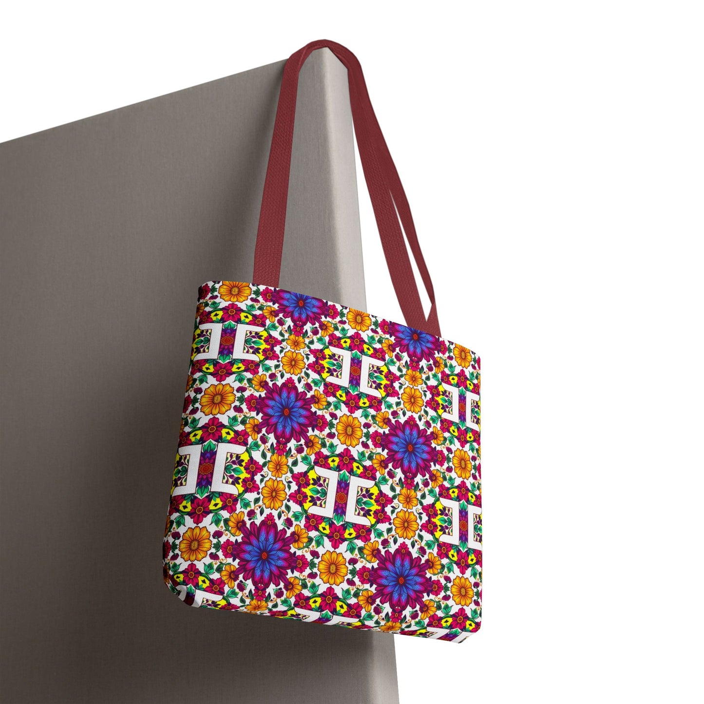 Tote Bag, (AOP), Gemini, Zodiac v3, Flower Pattern