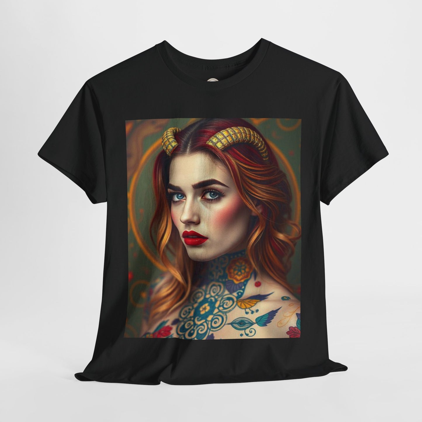 Unisex Heavy Cotton T-Shirt, Capricorn, Zodiac v3, Sexy Art