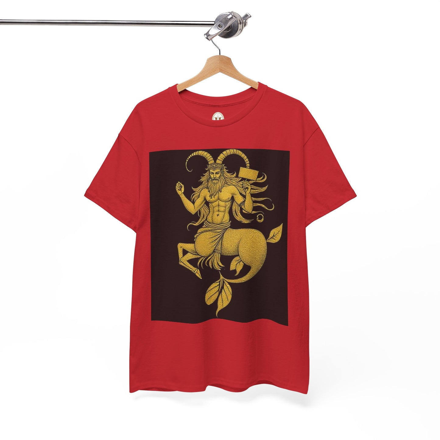 Unisex Heavy Cotton T-Shirt, Capricorn God, Zodiac Design