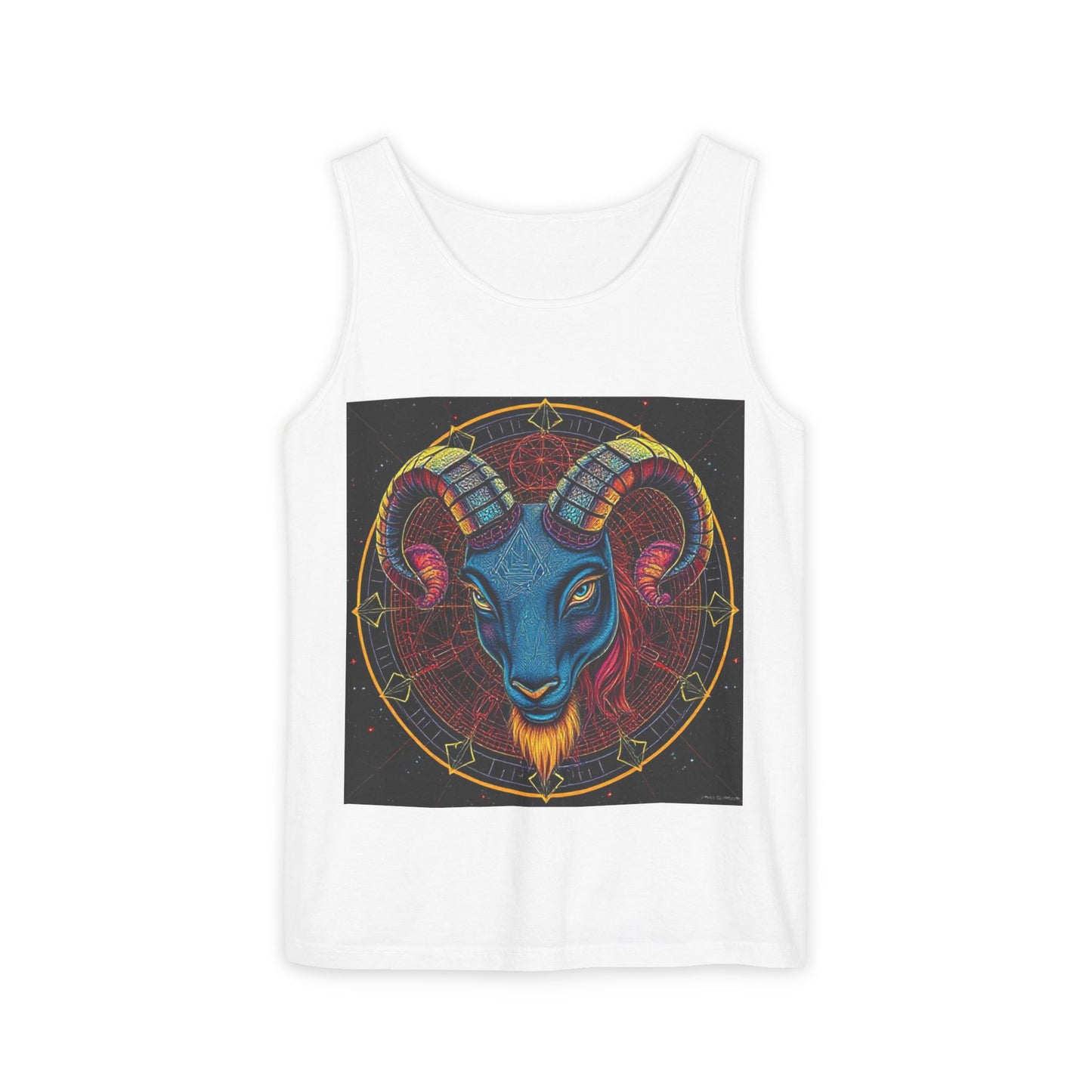 Unisex Garment-Dyed, Tank Top, Aries Design, Pop Art, 100% Ringspun US cotton