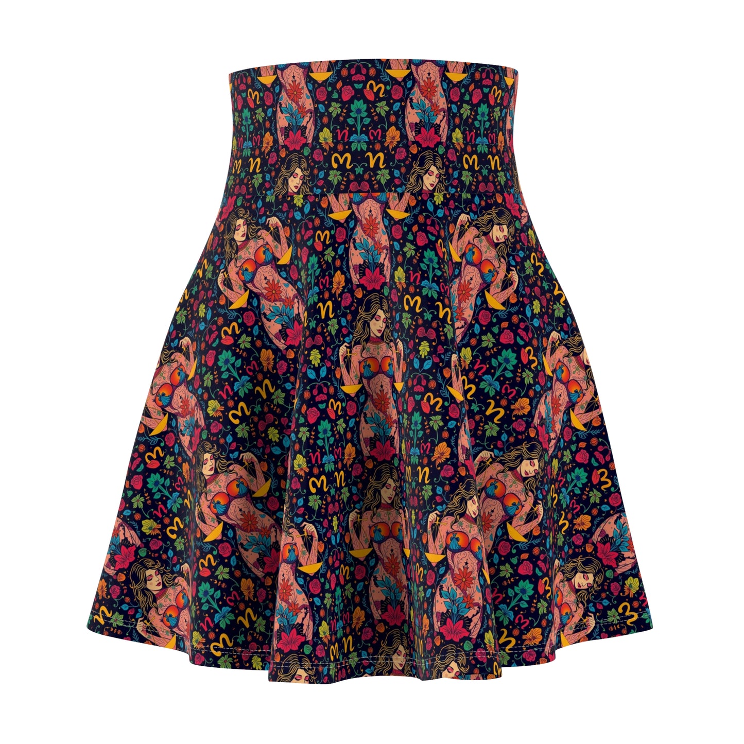 Women's Skater Skirt, (AOP), Libra, Zodiac v2, Sexy Pattern