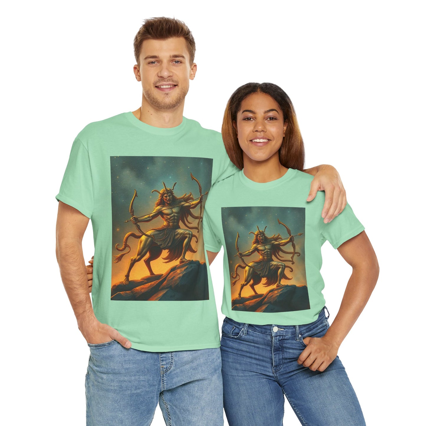 Unisex Heavy Cotton T-Shirt, Arrow Centaur v1, Sagittarius Zodiac Design