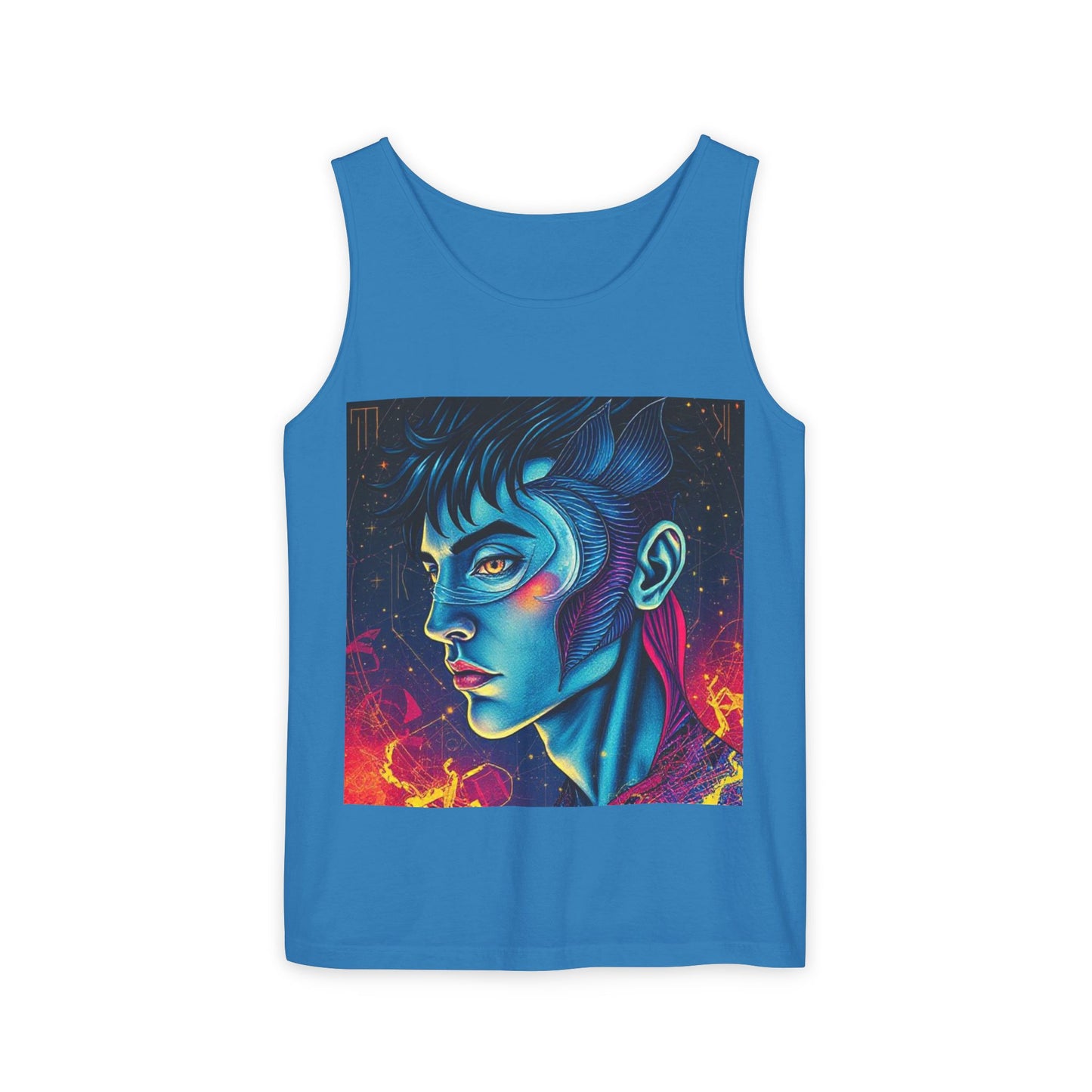 Unisex Garment-Dyed, Tank Top, Pisces Design, Pop Art v1, 100% US cotton