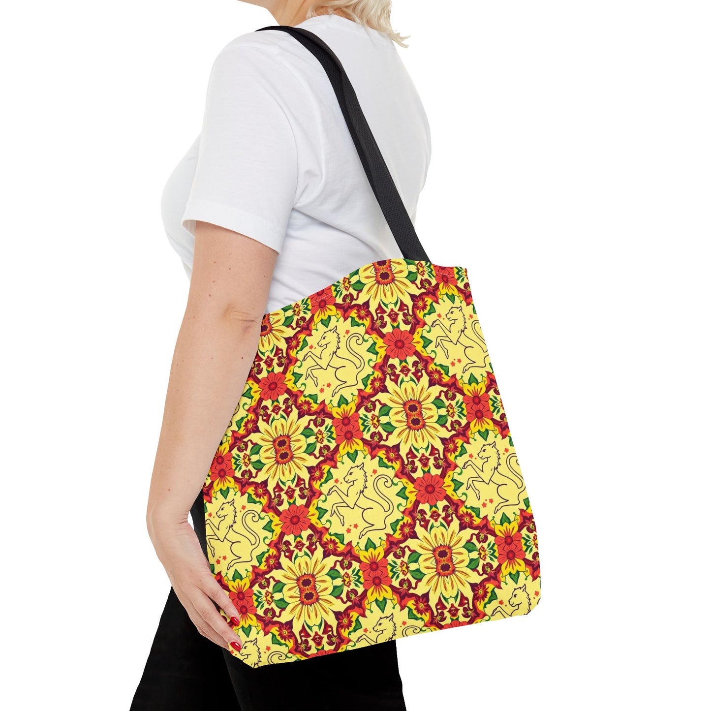 Tote Bag, (AOP), Virgo, Zodiac, Flower Pattern
