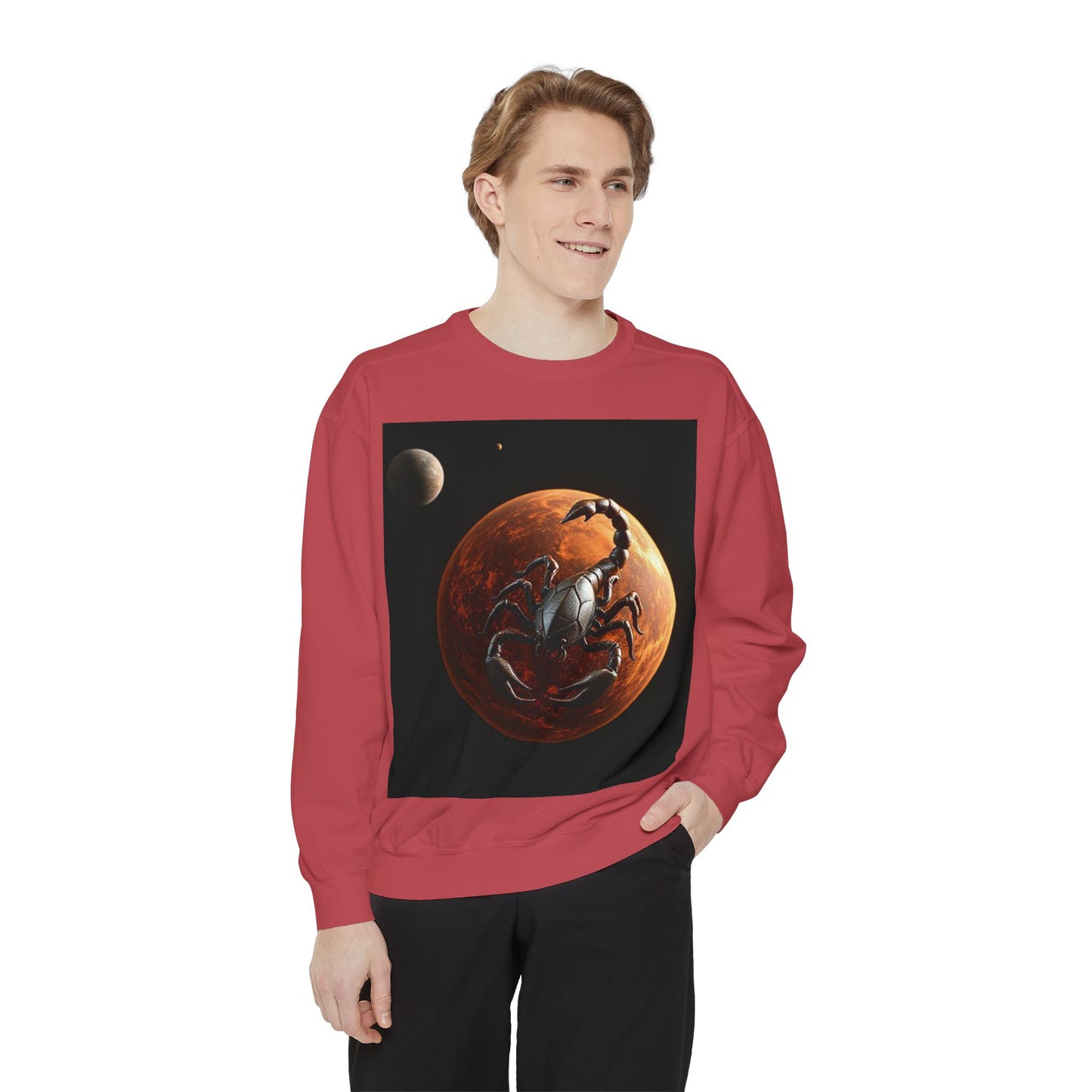Garment-Dyed Sweatshirt, Unisex, Space Animal Design, Scorpio