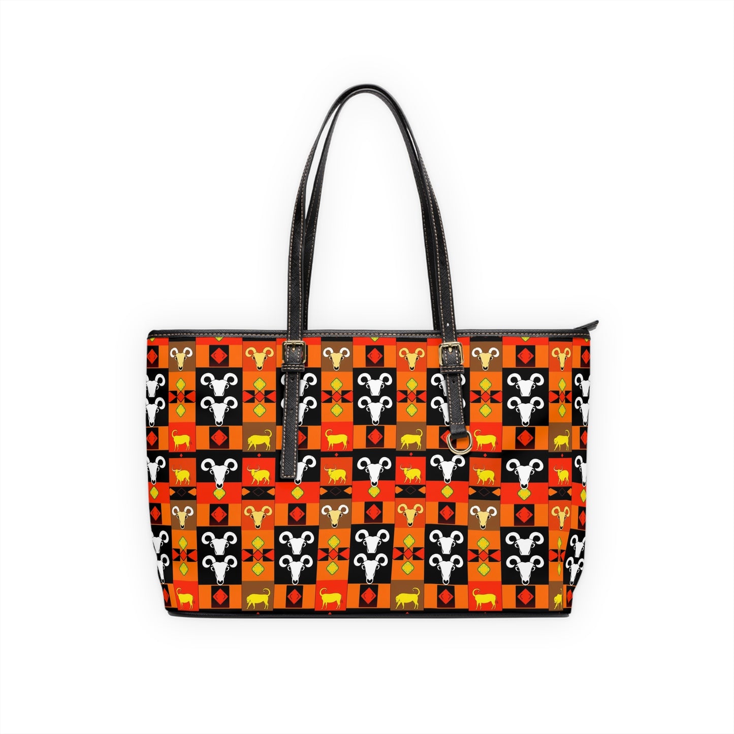 Leather Shoulder Bag, Taurus, Zodiac v2, Shapes Pattern