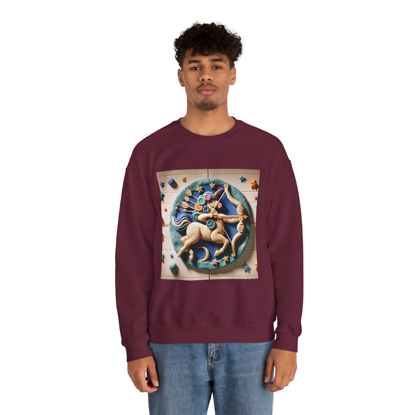 Unisex Heavy Blend™ Crewneck Sweatshirt, Colorful Horse, Sagittarius Zodiac Design