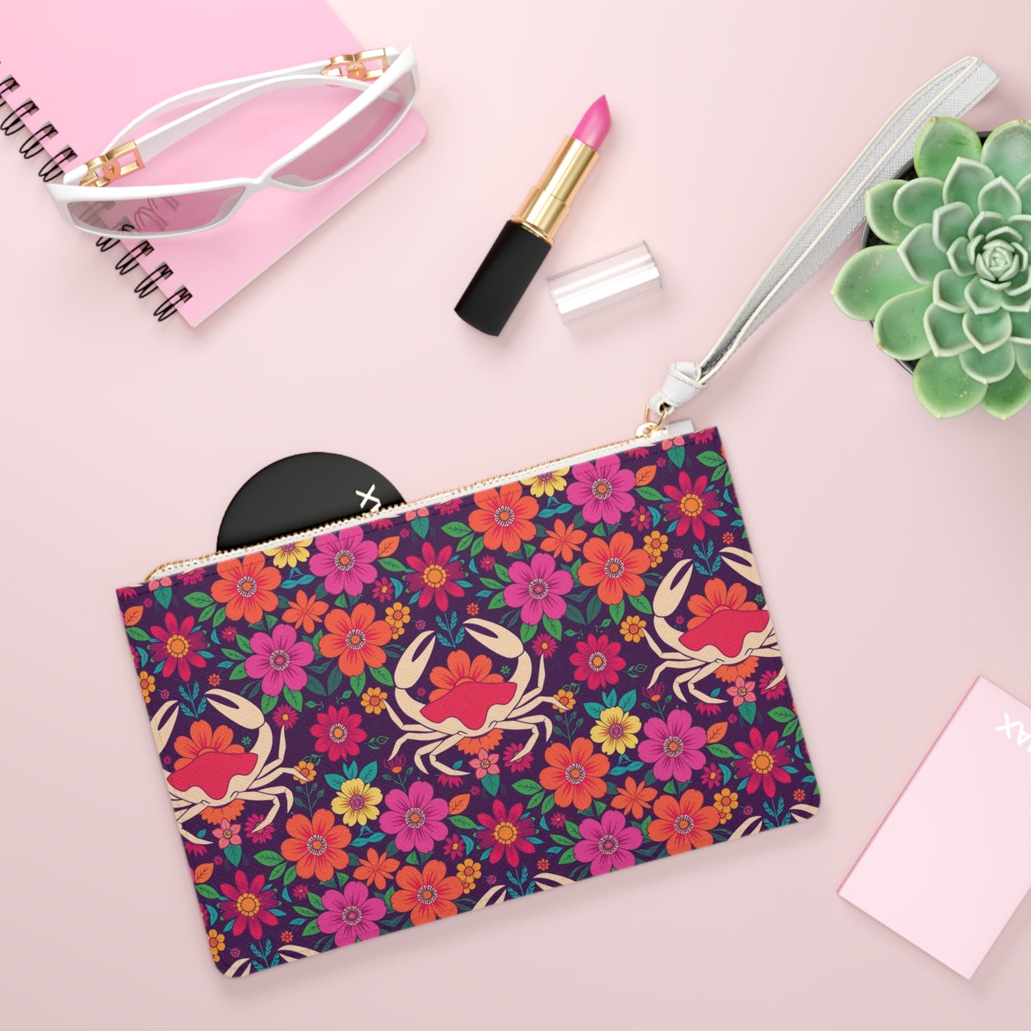 Clutch Bag, Cancer, Zodiac v3, Flower Pattern