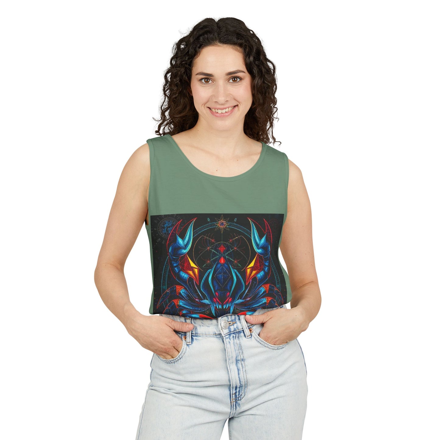 Unisex Garment-Dyed, Tank Top, Scorpio Design, Pop Art v1, 100% US cotton