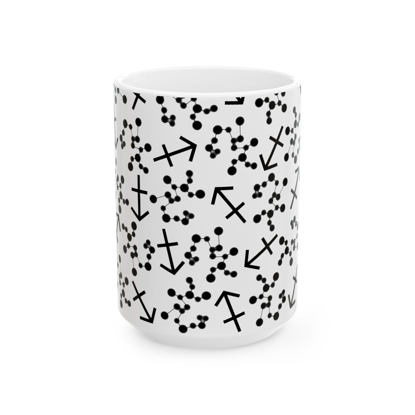 Ceramic Mug, (11oz, 15oz), Ceramic Coffee Mug, AOP, Constellation & Symbol, Sagittarius Zodiac Design
