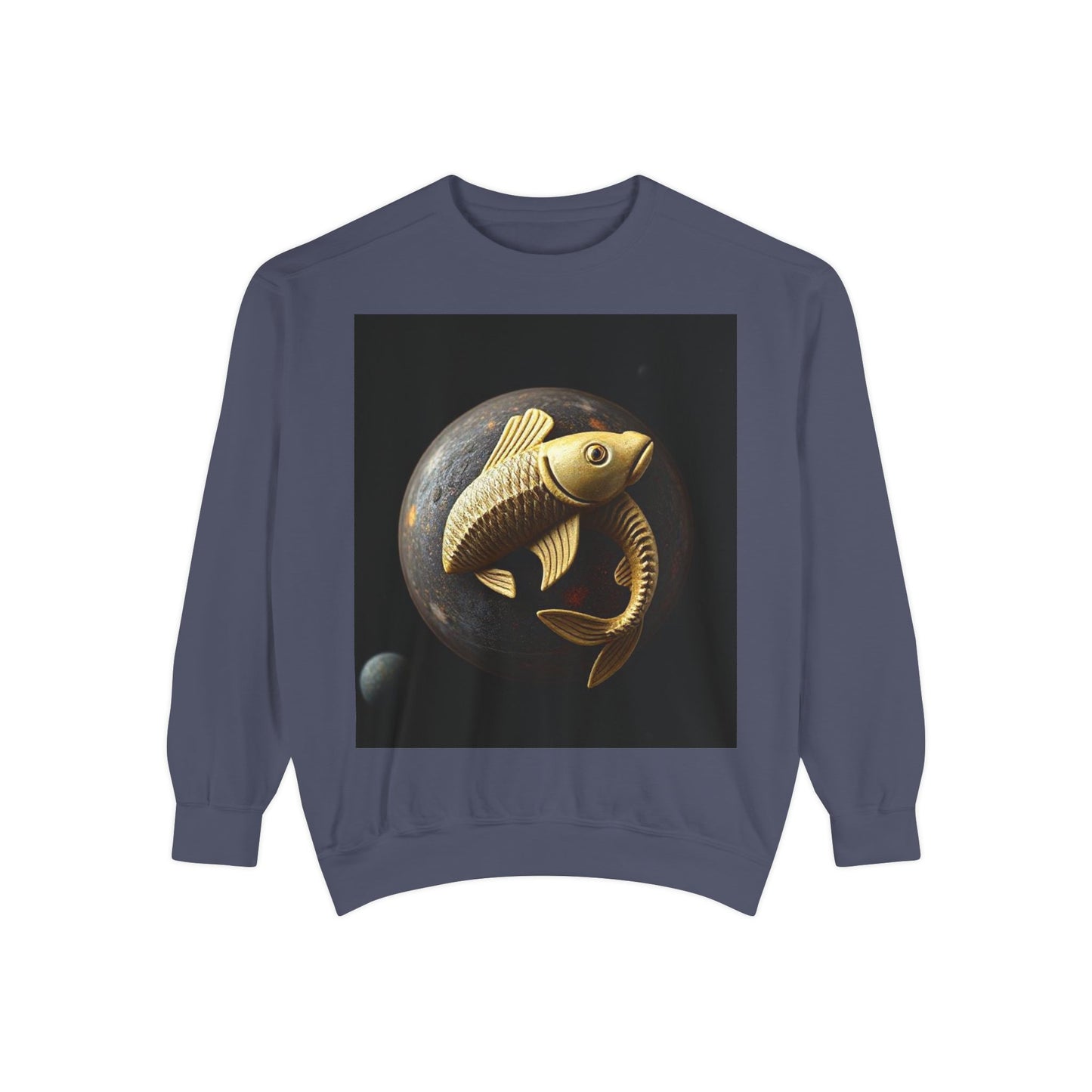 Garment-Dyed Sweatshirt, Unisex, Space Animal Design v1, Pisces