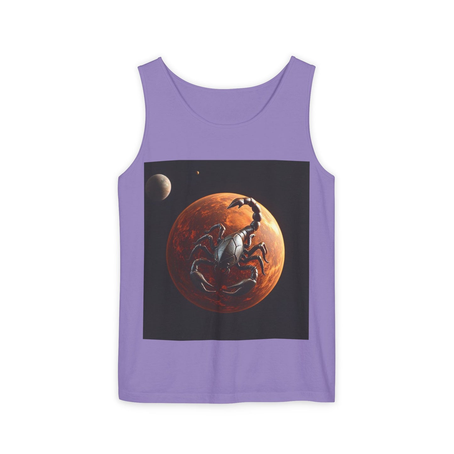 Unisex Garment-Dyed, Tank Top, Scorpio Design, Planet Symbol, 100% US cotton