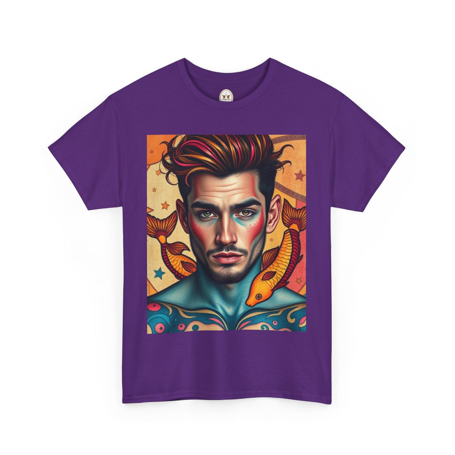 Unisex Heavy Cotton T-Shirt, Pisces, Zodiac v2, Sexy Art