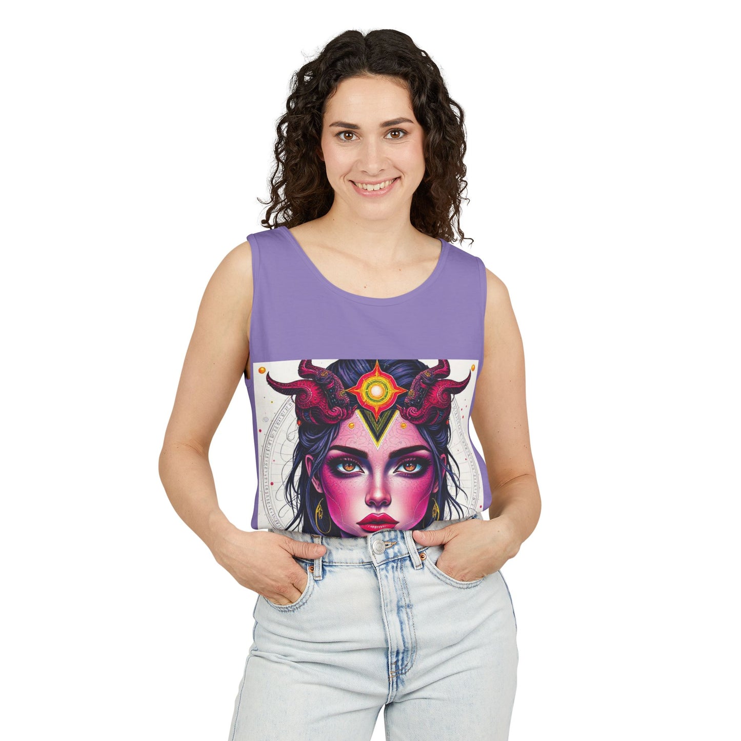 Unisex Garment-Dyed, Tank Top, Virgo Design, Pop Art, 100% US cotton