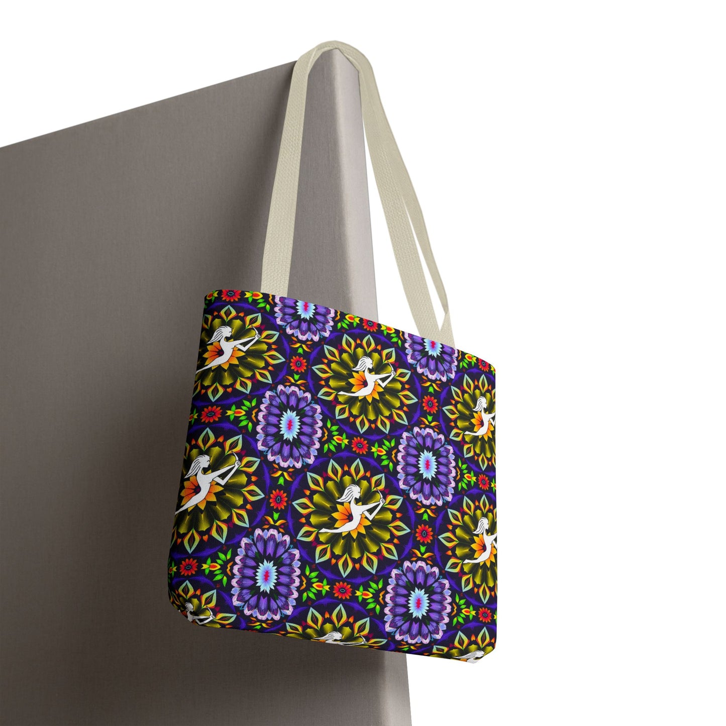 Tote Bag (AOP), Sagittarius, Zodiac v2, Flower Pattern