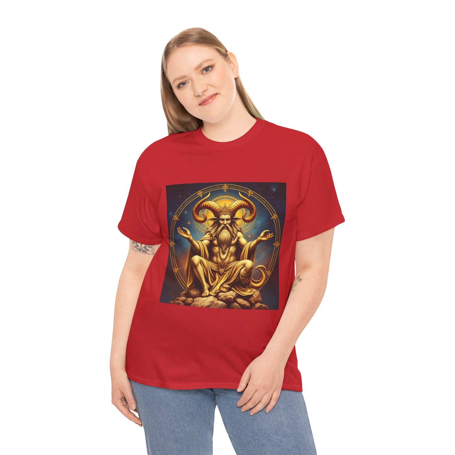 Unisex Heavy Cotton T-Shirt, On The Throne, Taurus Zodiac Design