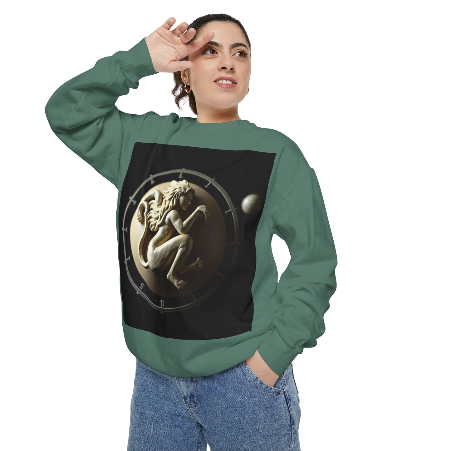 Garment-Dyed Sweatshirt, Unisex, Space Symbol Design, Virgo