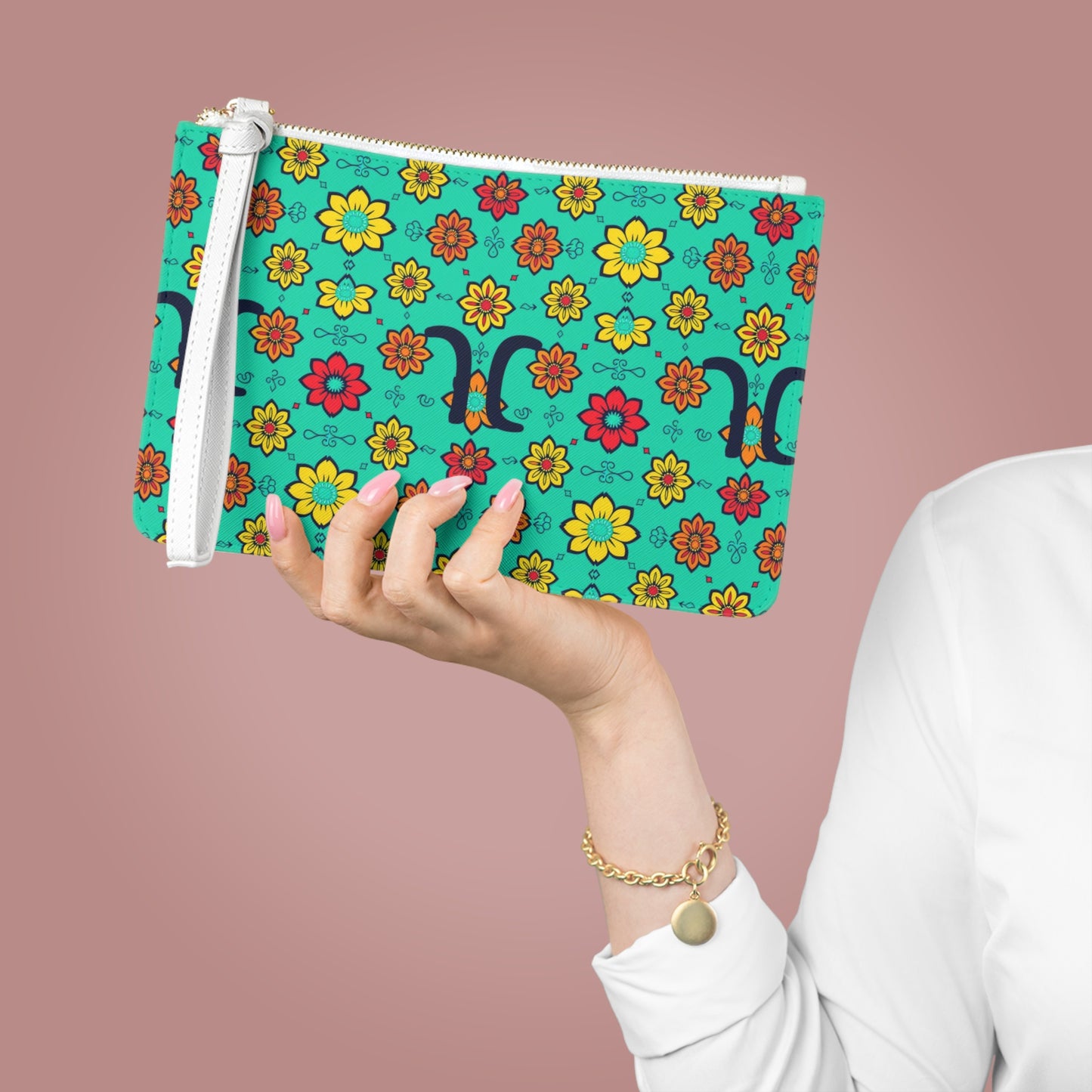 Clutch Bag, Aquarius, Zodiac, Flower Pattern