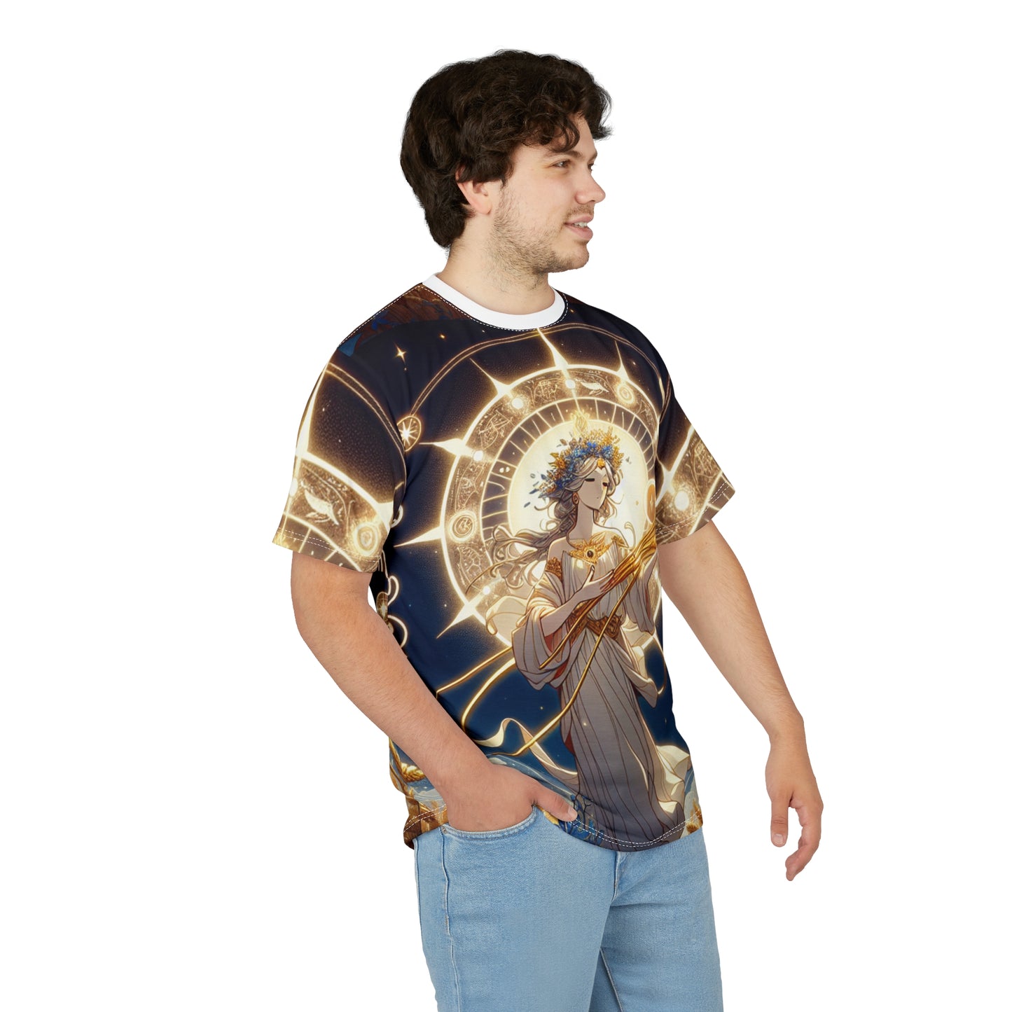 Unisex Cut & Sew T-Shirt (AOP), Fields, Virgo Zodiac Design, Regular fit, 100% Polyester