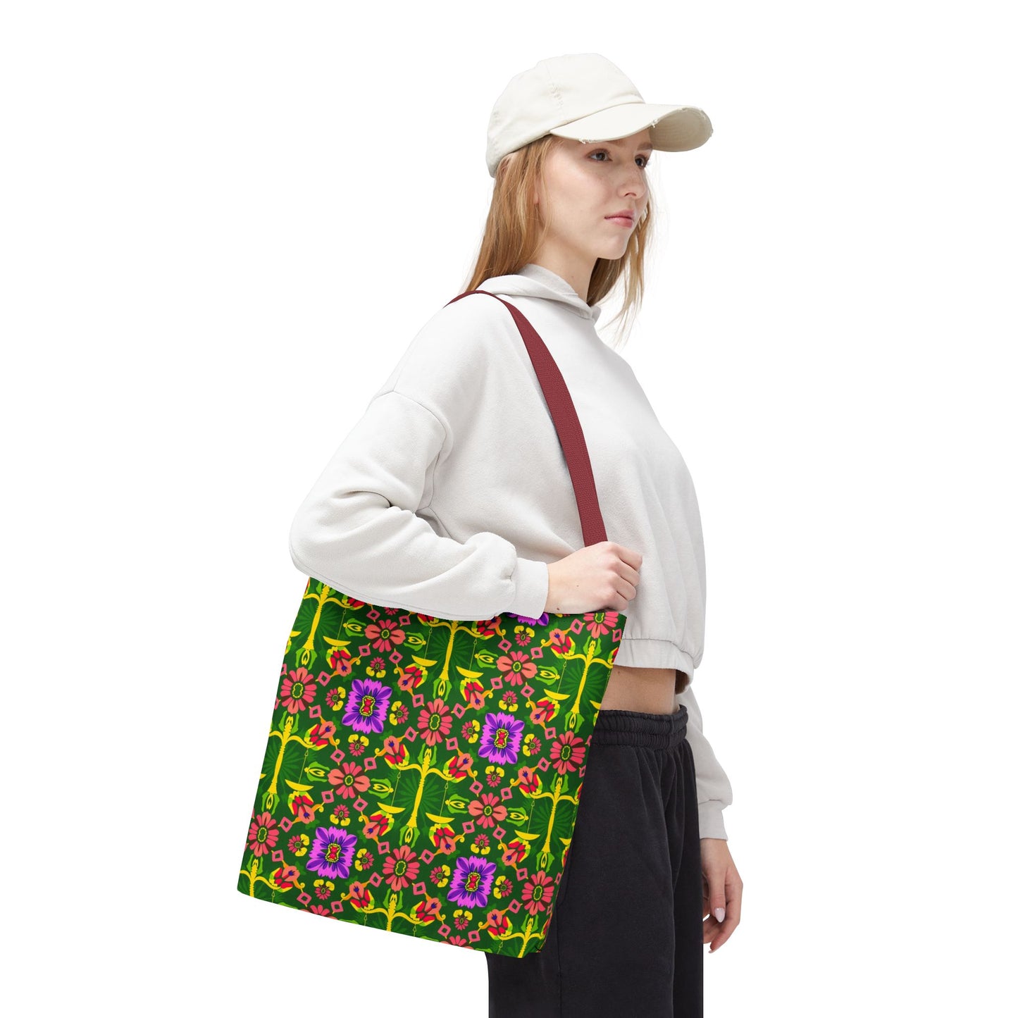 Tote Bag (AOP), Libra, Zodiac, Flower Pattern
