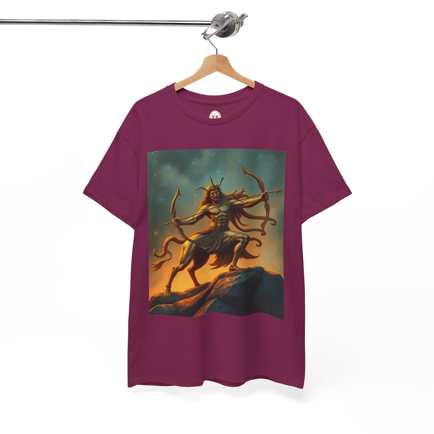 Unisex Heavy Cotton T-Shirt, Arrow Centaur, Sagittarius Zodiac Design