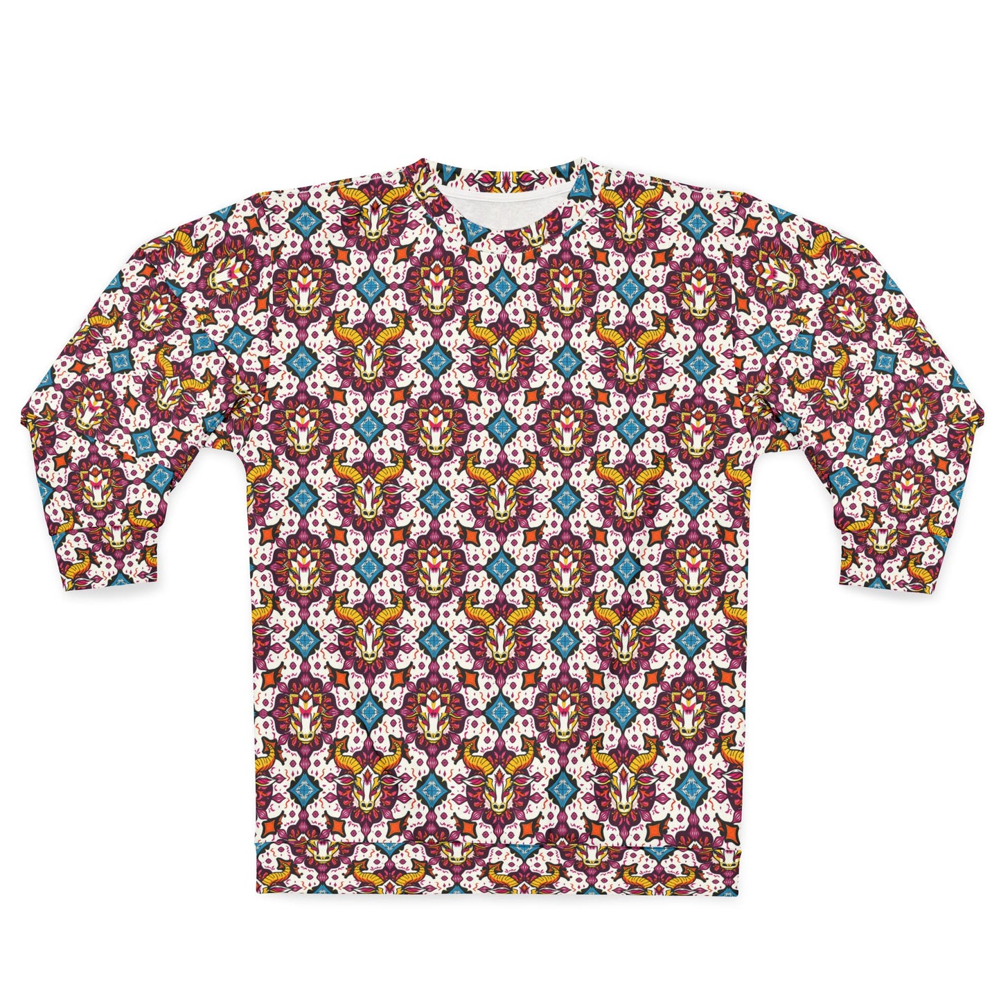 Unisex Sweatshirt (AOP), Taurus, Zodiac v3, Jewel Pattern