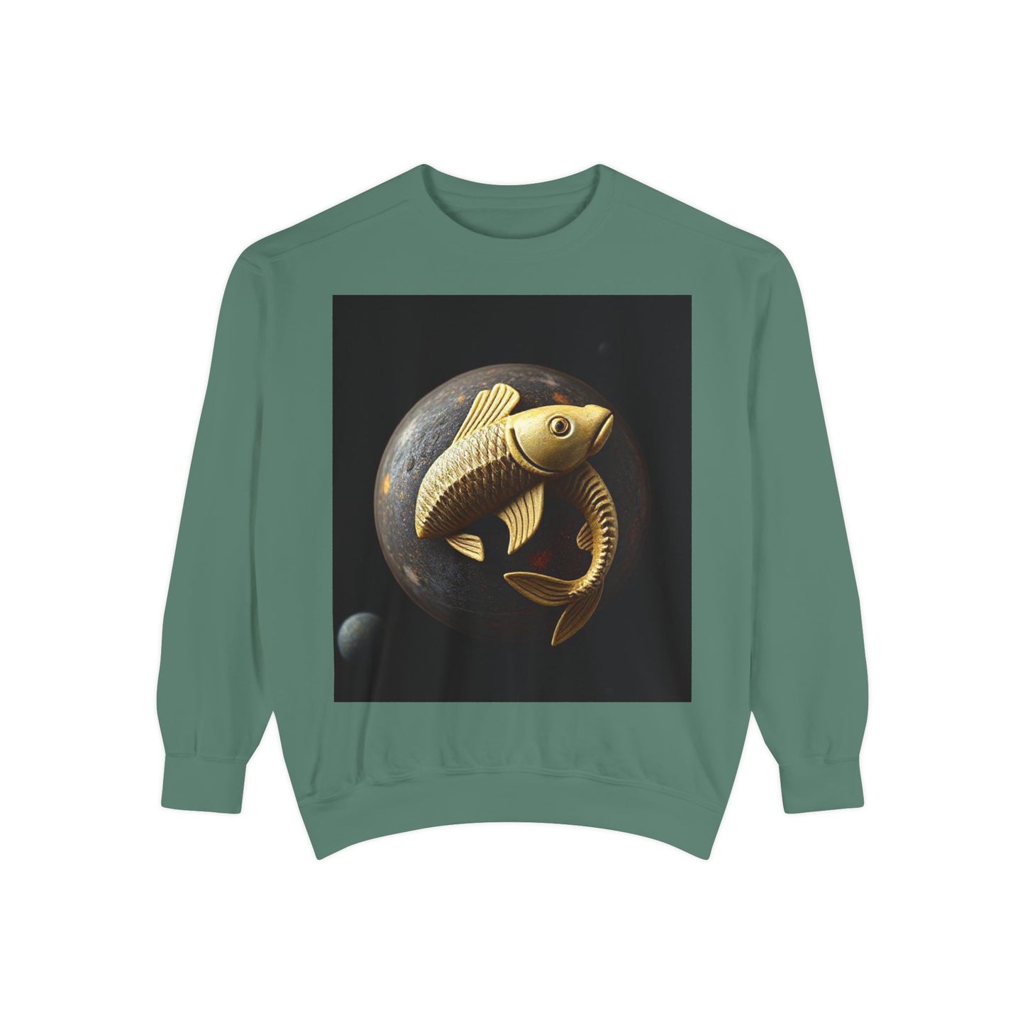 Garment-Dyed Sweatshirt, Unisex, Space Animal Design v1, Pisces