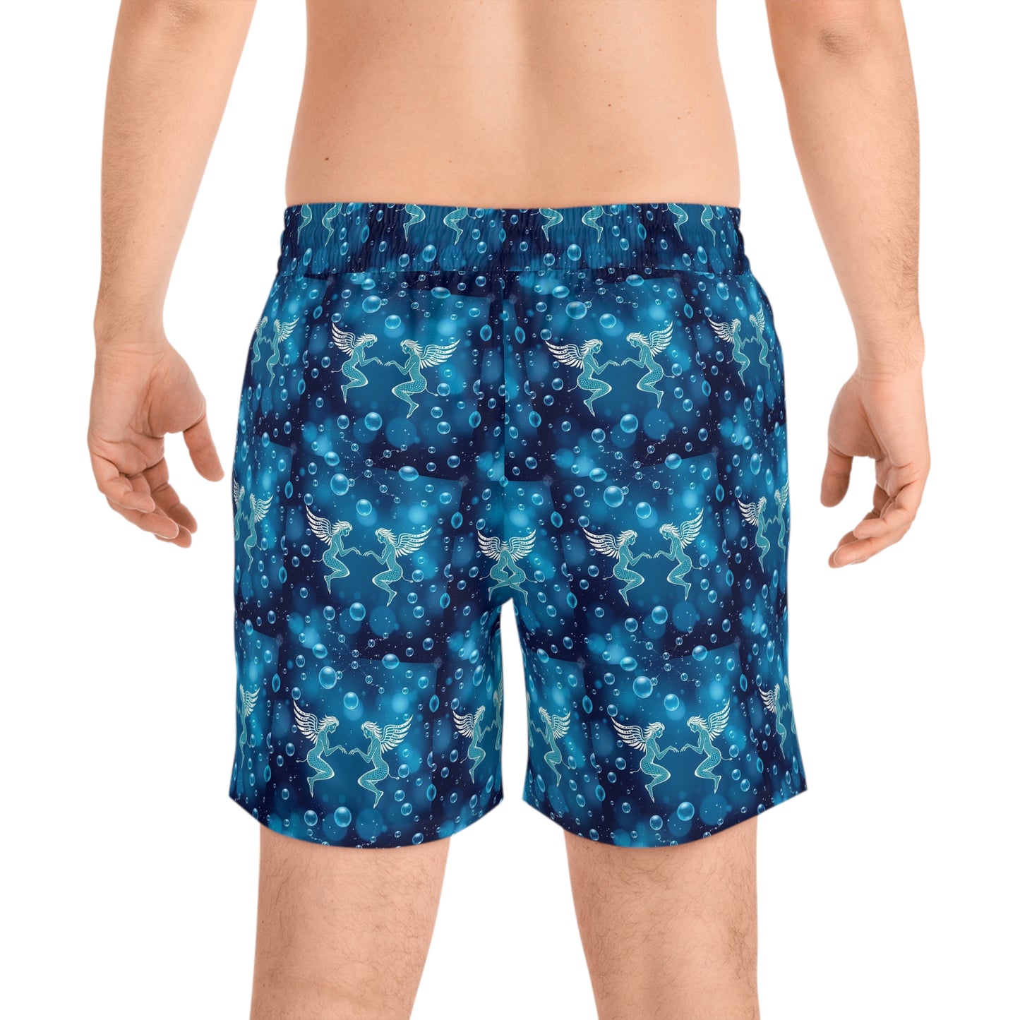 Men's Mid-Length Swim Shorts, (AOP), Gemini, Zodiac v2, Bubble Pattern