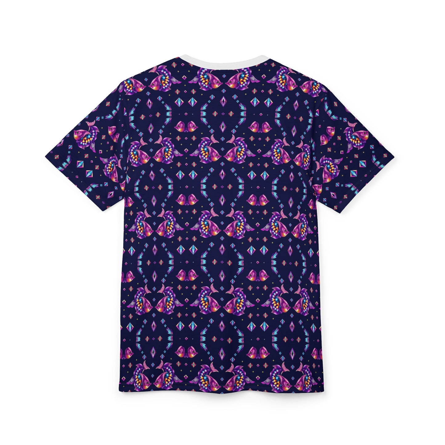 Unisex Cut & Sew T-Shirt, (AOP), Pisces, Zodiac v2, Jewels Pattern
