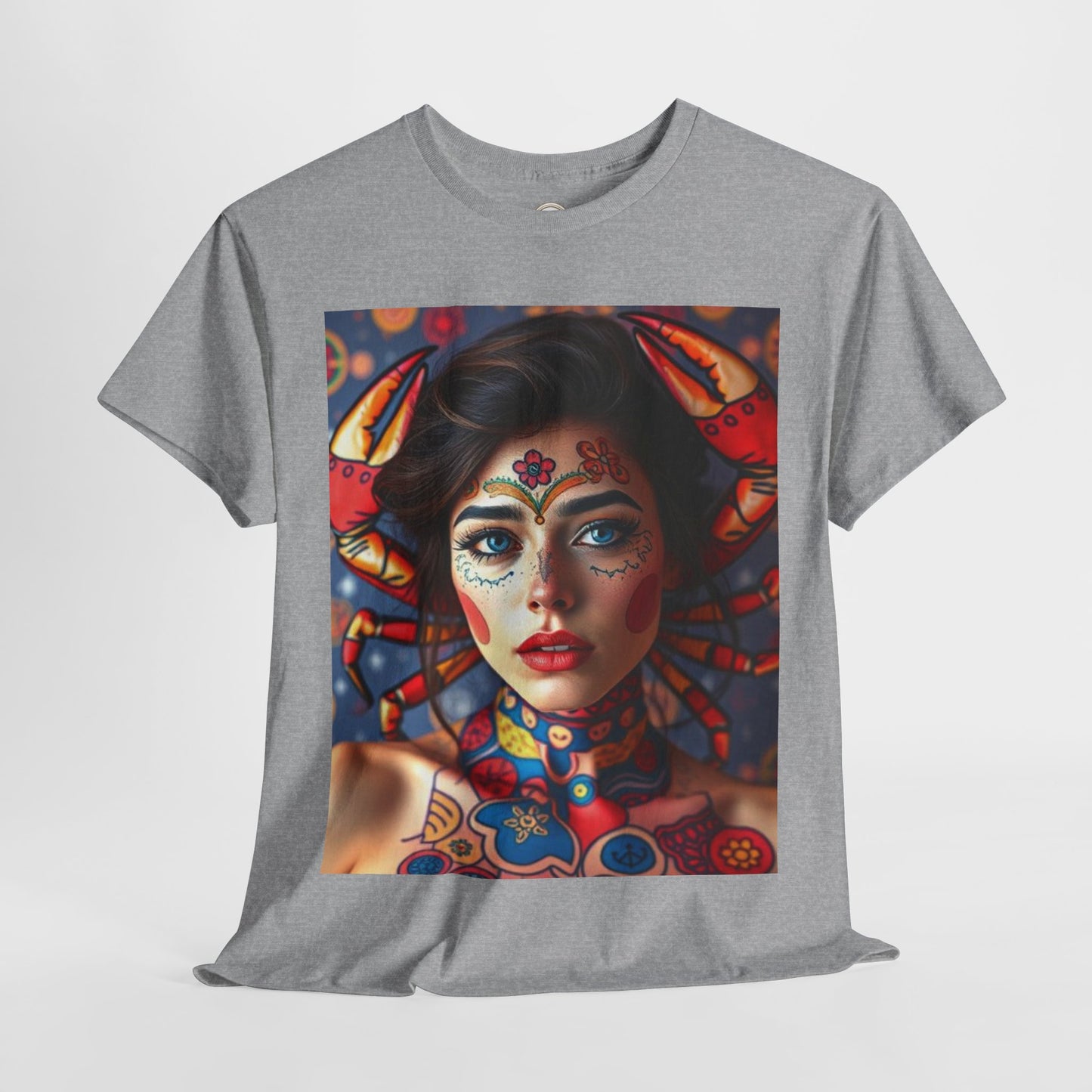 Unisex Heavy Cotton T-Shirt, Cancer, Zodiac v1, Sexy Art