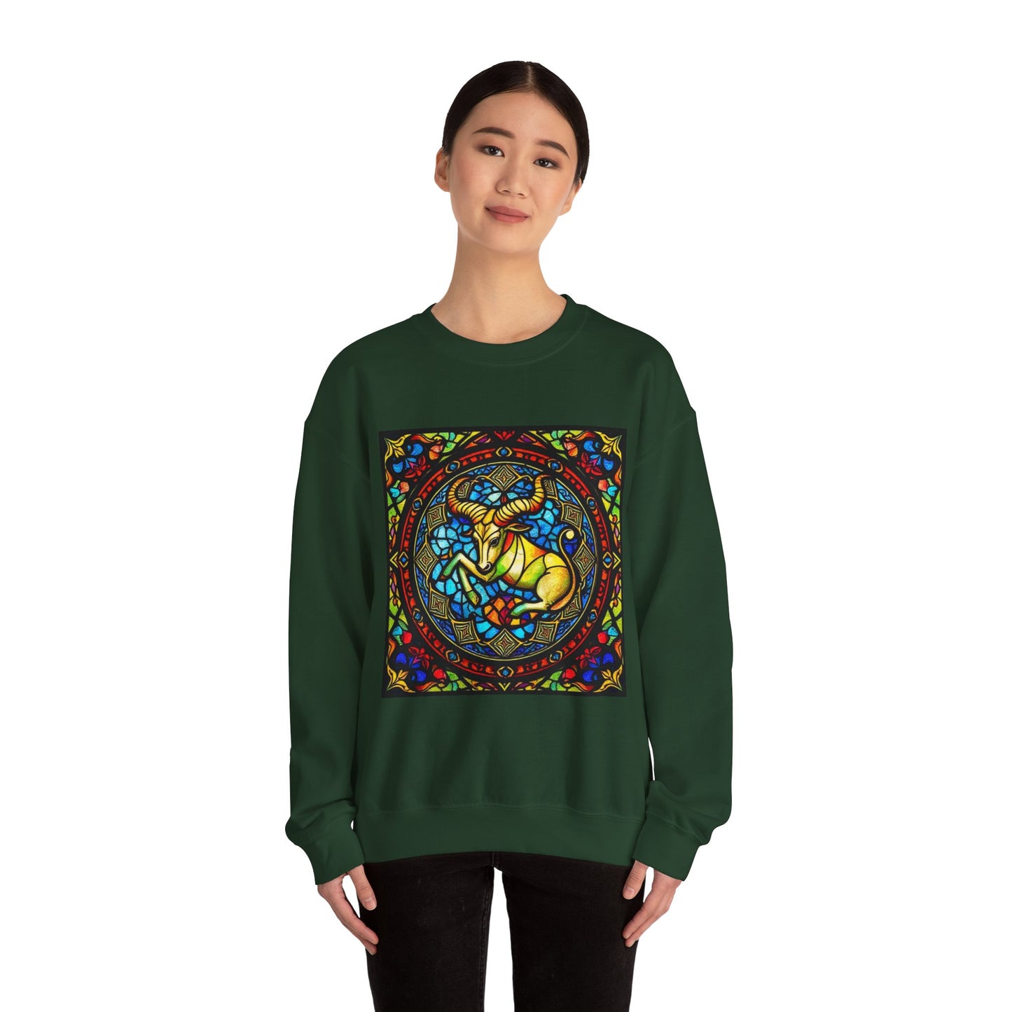 Unisex Heavy Blend™ Crewneck Sweatshirt, Glass, Taurus Zodiac Design