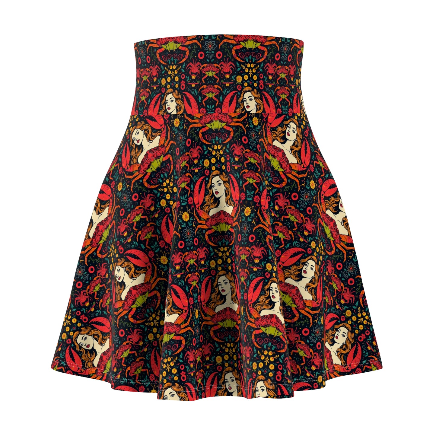 Women's Skater Skirt, (AOP), Cancer, Zodiac v2, Sexy Pattern
